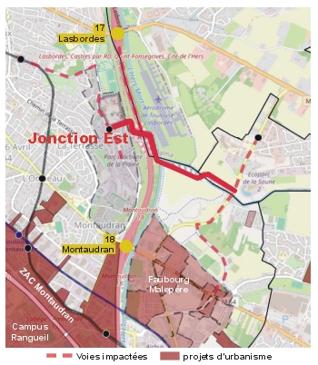 Situation de la Jonction Est dans son environnement urbain