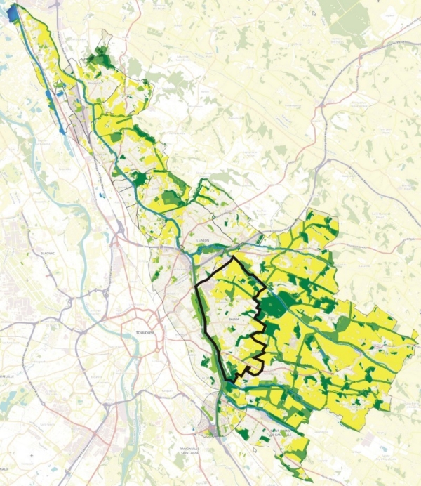 SCoT - juillet 2010 et ajout des « Espaces de biodiversité » du PLUiH 2017 Analyse limitée aux 24 communes du territoire métropolitain de l'Hers (Détouré : Commune de Balma)